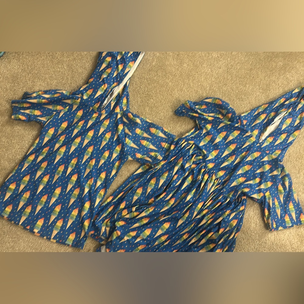 Colorful Ice Cream Print Dress and shirt set